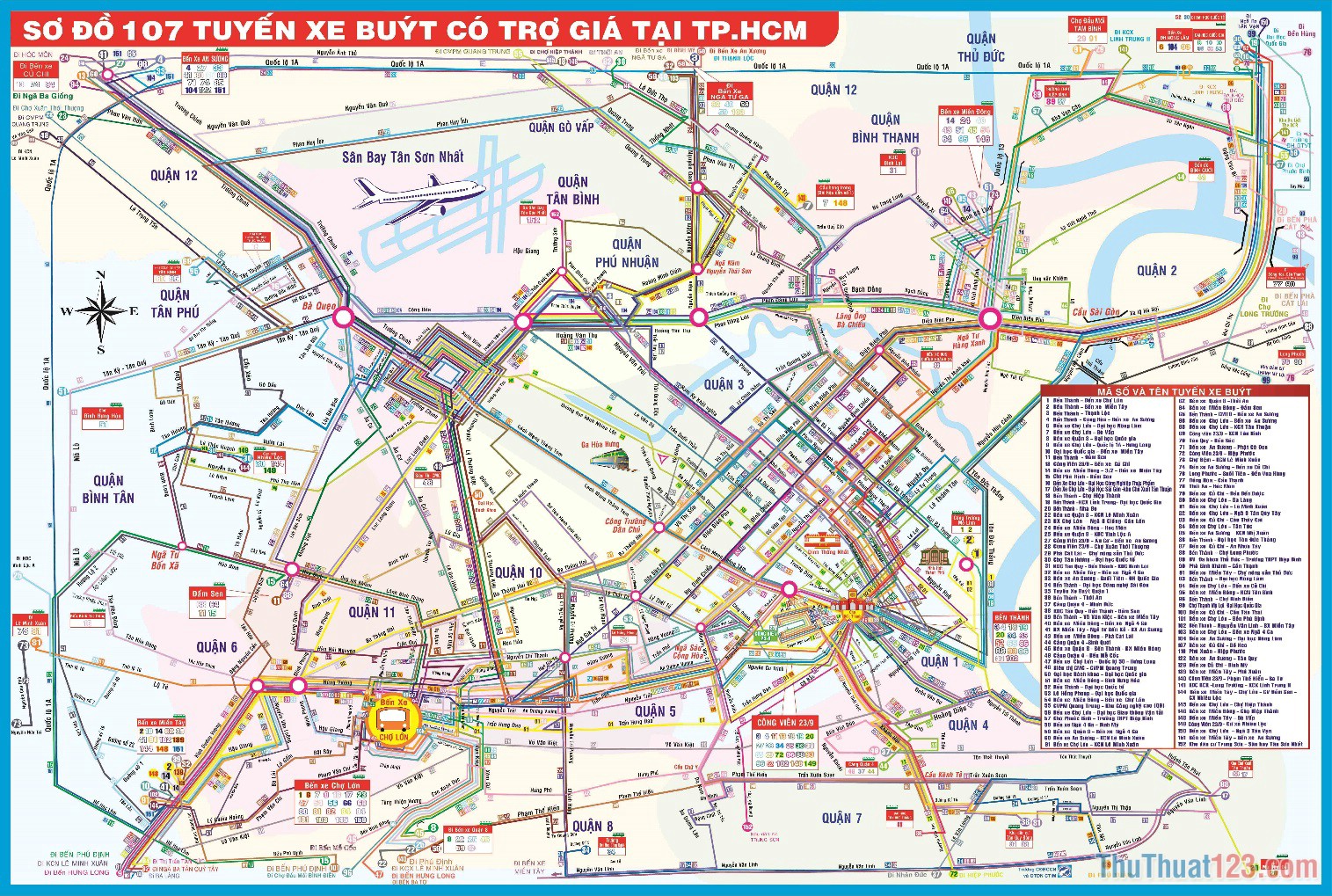 Bản đồ các tuyến xe buýt Tp Hồ Chí Minh mới nhất
