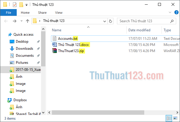 Hiển thị đuôi file trong Windows 10