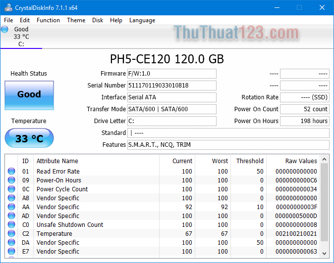 Cách kiểm tra tình trạng hoạt động ổ cứng SSD, HDD bằng phần mềm CrystalDiskInfo