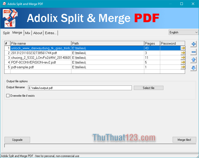 phần mềm nối file PDF Adolix