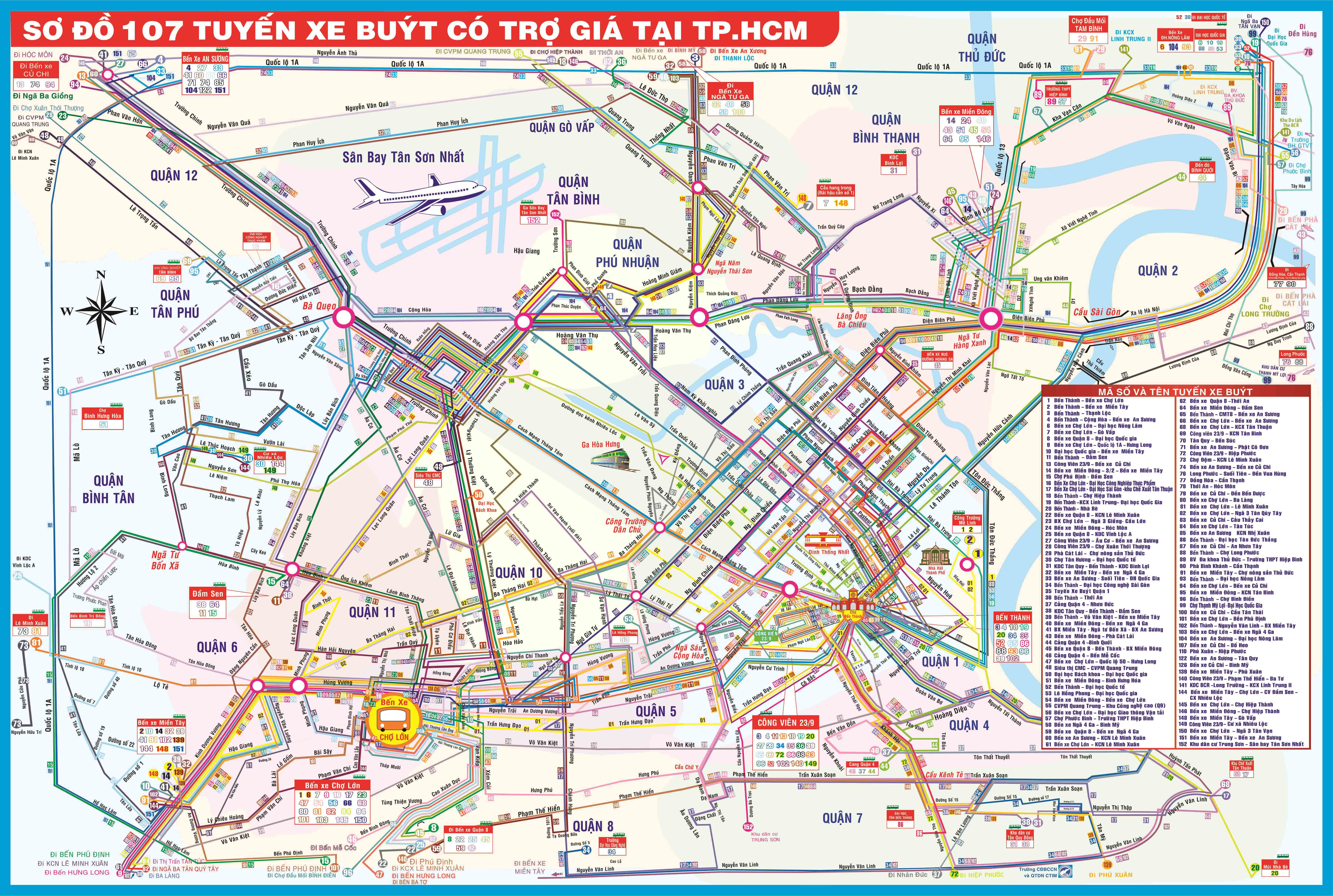 Bản đồ các tuyến xe buýt Tp Hồ Chí Minh mới nhất