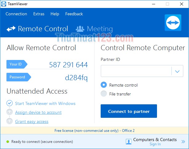 Giao diện của Teamviewer
