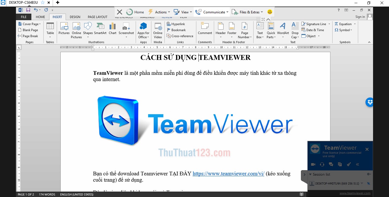 Giao diện làm việc của Teamviewer