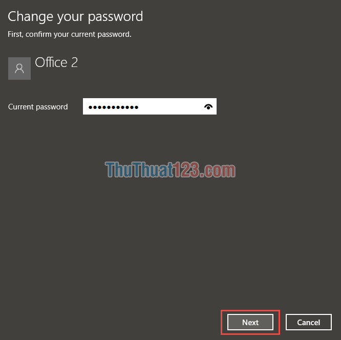 Điền mật khẩu người dùng cũ