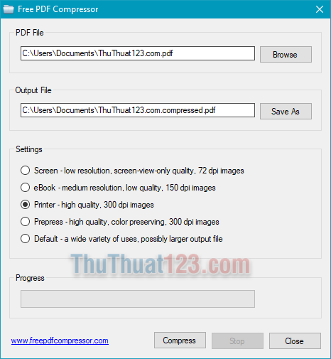 nen file pdf bang phan mem free pdf compressor
