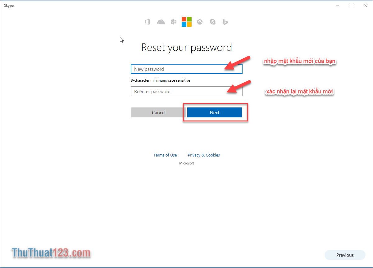 Bước 7 Nhập mật khẩu mới của các bạn