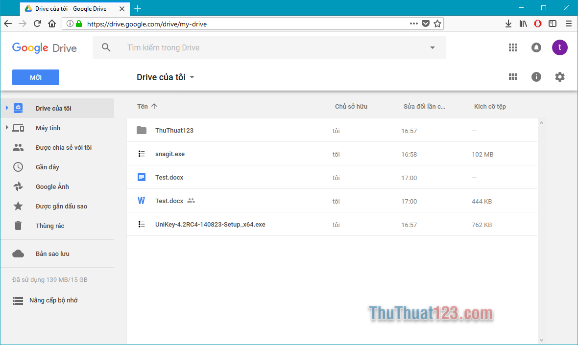 buoc 2 giao diện chính của Google Drive