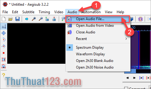 Bước 3 Tiếp đó các bạn chọn Tab Audio và nhấn chọn Open Audio File