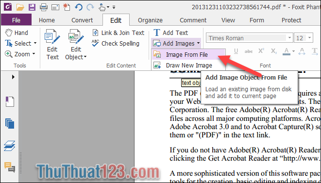 chèn ảnh vào file PDF bằng phần mềm Foxit phantom