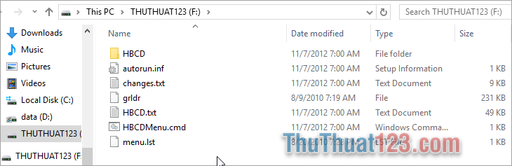 Và đây là tất cả các file sau khi các bạn đã tạo xong USB boot