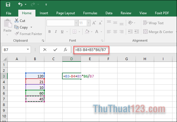 Các hàm cộng, trừ, nhân, chia trong Excel
