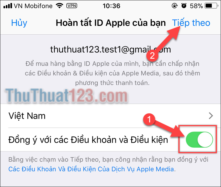 Hướng dẫn tạo ID Apple, tạo tài khoản Apple trên iPhone 10