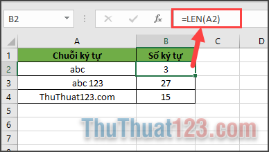 hàm LEN trong Excel cách sử dụng và ví dụ cụ thể