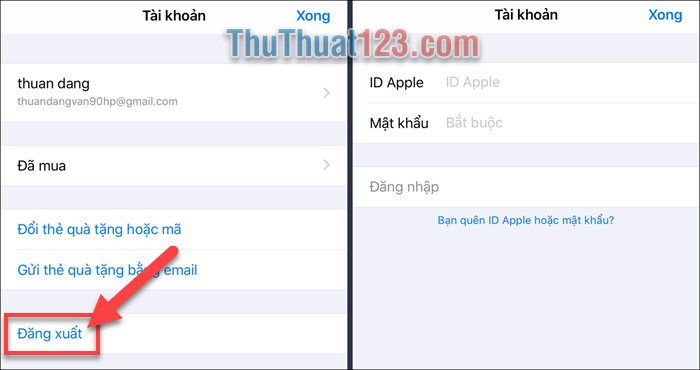 Cách đăng xuất tài khoản Apple ID trên iPhone 8