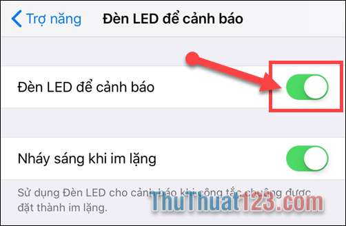 Cách bật tắt đèn flash trên iPhone khi có cuộc gọi, tin nhắn đến 3